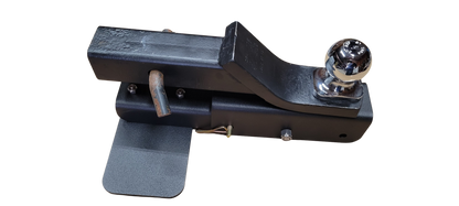 Be Clever Ball mounted Hitch flip step accessory for Drawbar Hitches With Balls step folded under and pinned